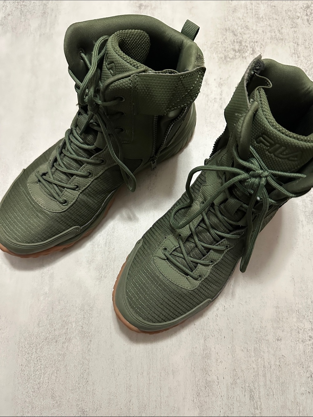 Fila Men's Olive Green Military-Style High-Top Boots